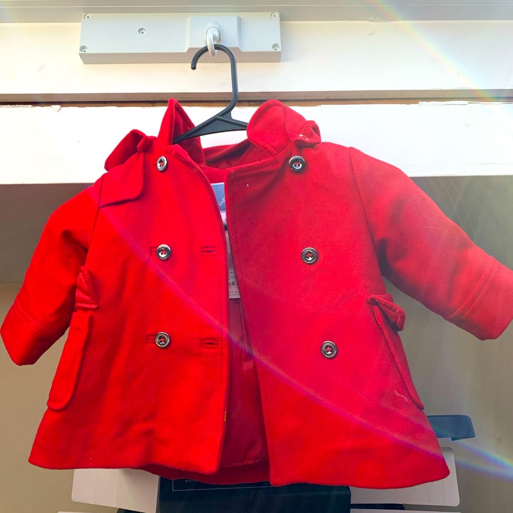 Jacardi Paris Red pea coat sz 12 months , peach sz 24 months Jacardi Paris .